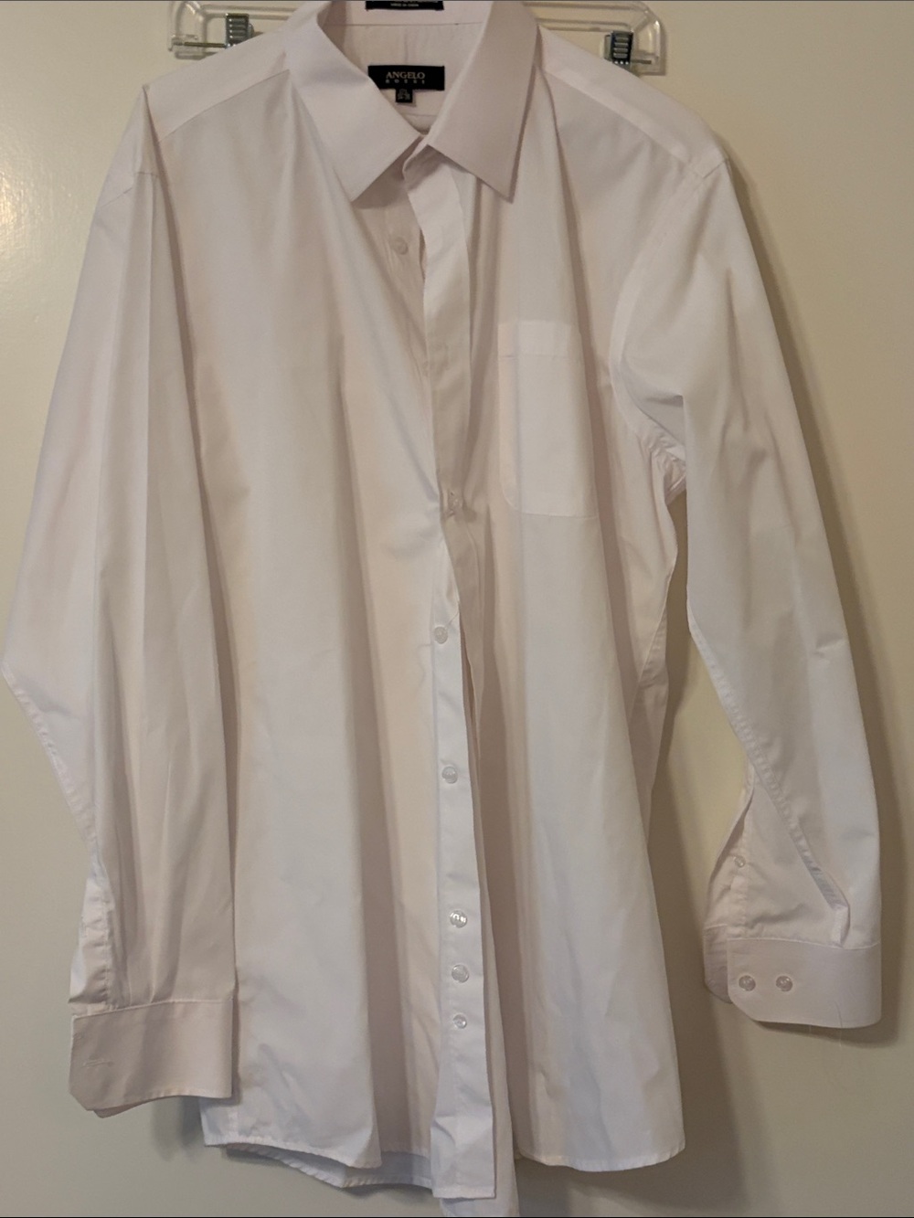 Angelo Rossi White Men's Dress Shirt - Classic Point Collar